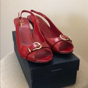 Red Cole Haan slingback pumps